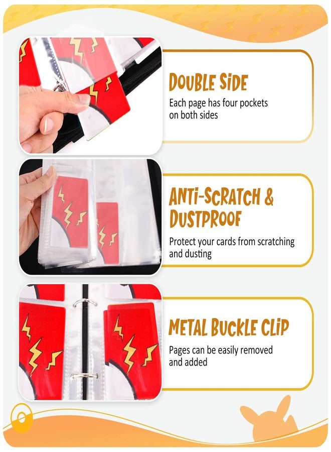 GOROMA Card Binder 4-Pockets, 400 Pockets Card Holder with 50 Removable Sleeves, Trading Card Collector Zipper Album Holder, Red - Image 5